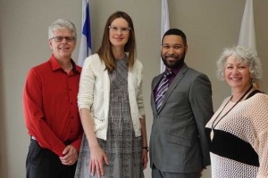 Monsieur Michel Jasmin, maire de Saint-Calixte; Madame Marie-Annick Gariépy, conseillère relations avec le milieu pour Hydro-Québec ; Monsieur Luis Jorge Bérubé, directeur général de Saint-Calixte et Madame Odette Lavallée, conseillère municipale district 6 de Saint-Calixte. Source photoPMVI